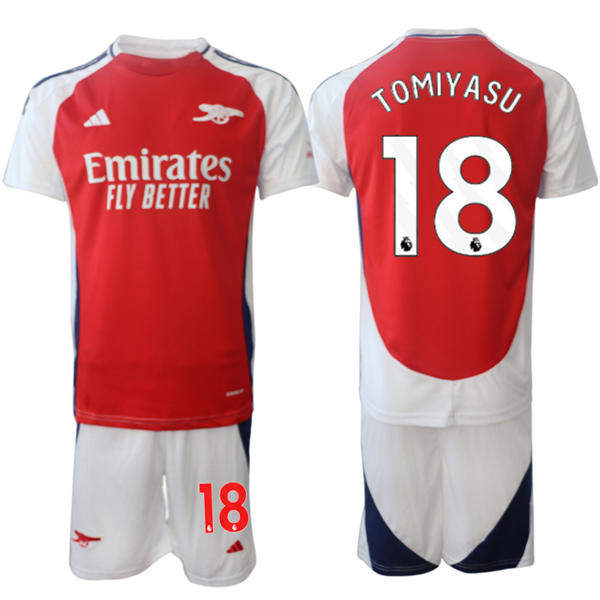 Mens Arsenal FC #18 Takehiro Tomiyasu 2025 Red Home Soccer Jersey kit