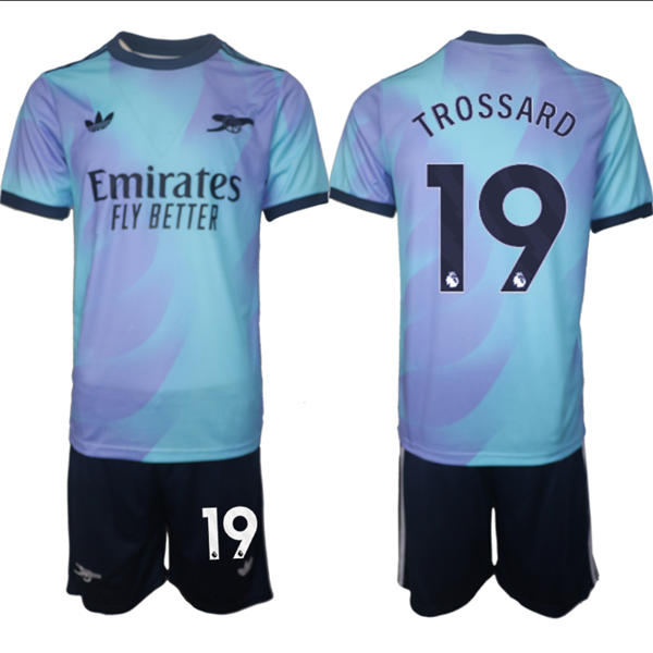 Mens Arsenal FC #19 Leandro Trossard 2025 Aqua Third Soccer Jersey kit