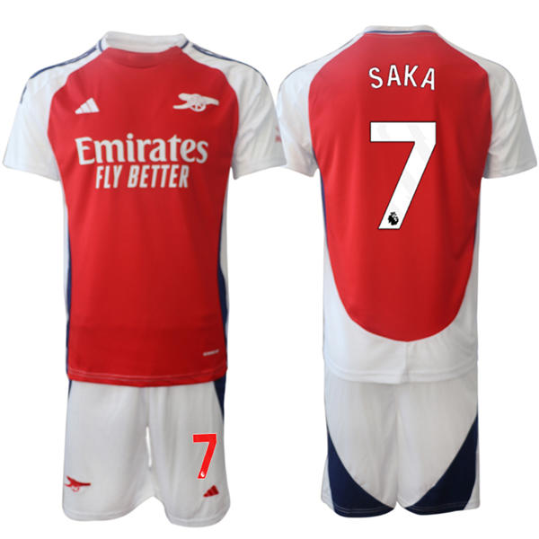 Mens Arsenal FC #7 Bukayo Saka 2025 Red Home Soccer Jersey kit