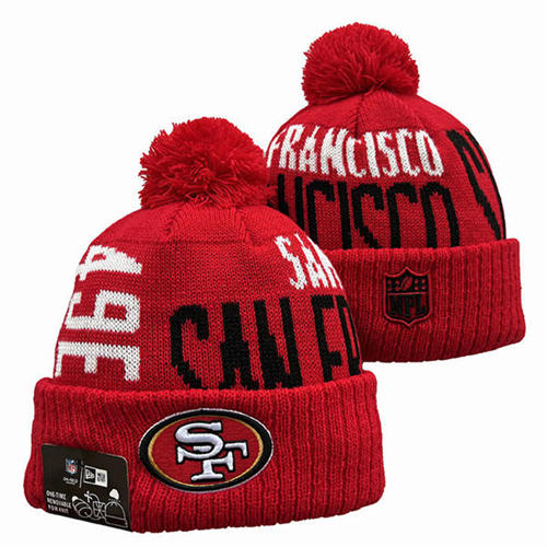 NFL San Francisco 49ers Red Classics Cuffed Pom Knit Hat YD2503212 (7)