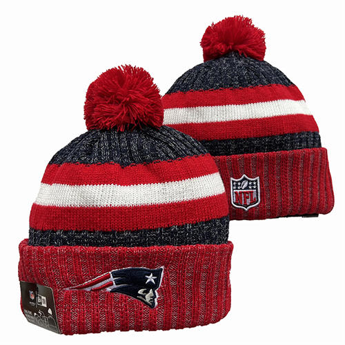 NFL New England Patriots red white gray with red Cuffed Pom Knit Hat YD2503212 (10)