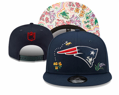 NFL New England Patriots navy flowers Snapback Hat YD2503211 (16)