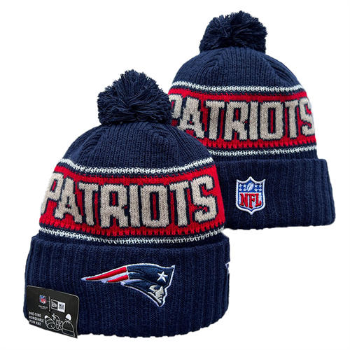 NFL New England Patriots navy red cream Cuffed Pom Knit Hat YD2503212 (9)