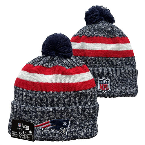 NFL New England Patriots Gray White Red Cuffed Pom Knit Hat YD2503212 (3)