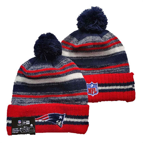 NFL New England Patriots red navy white stip Cuffed Pom Knit Hat YD2503212 (14)