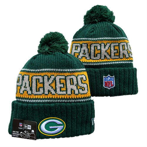 NFL Green Bay Packers green yellow white embroidered Cuffed Pom Knit Hat YD2503212 (6)