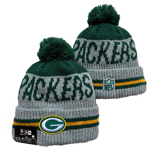 NFL Green Bay Packers gray green Cuffed Pom Knit embroidered Hat YD2503212 (13)