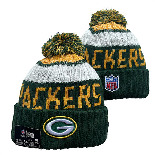NFL Green Bay Packers embroidered green white yellow Cuffed Pom Knit Hat YD2503212 (10)