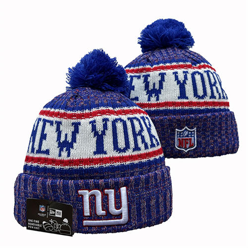 NFL New York Giants Blue white colorful  Cuffed Pom Knit Hat YD2503211  (5)