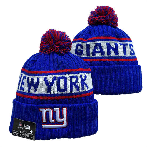 NFL New York Giants Blue white Cuffed Pom Knit Hat YD2503211  (7)
