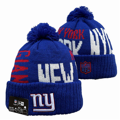 NFL New York Giants Blue red white Cuffed Pom Knit Hat YD2503211  (8)