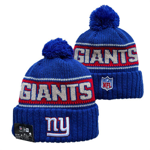 NFL New York Giants Blue red cream embroidered Cuffed Pom Knit Hat YD2503211  (2)