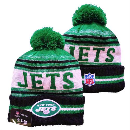 NFL New York Jets black Green White Cuffed Pom Knit Hat YD2503212 (8)