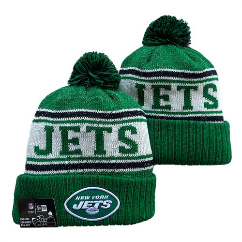 NFL New York Jets Green White Black Strip Cuffed Pom Knit Hat YD2503212 (7)