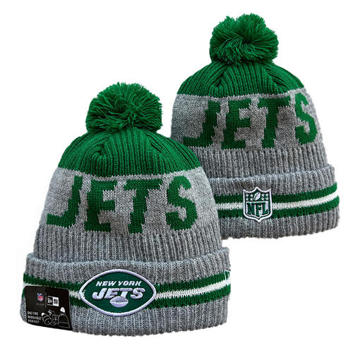 NFL New York Jets gray green Cuffed Pom embroidered Knit Hat YD2503212 (5)