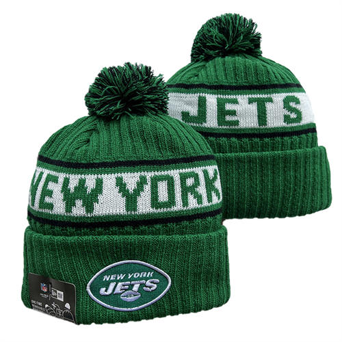 NFL New York Jets green white embroidered Cuffed Pom Knit Hat YD2503212 (2)
