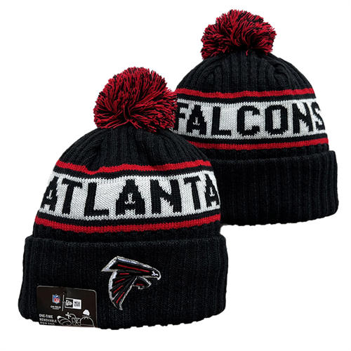 NFL Atlanta Falcons Black white red strip Cuffed Pom embroidered Knit Hat YD2503212 (2)