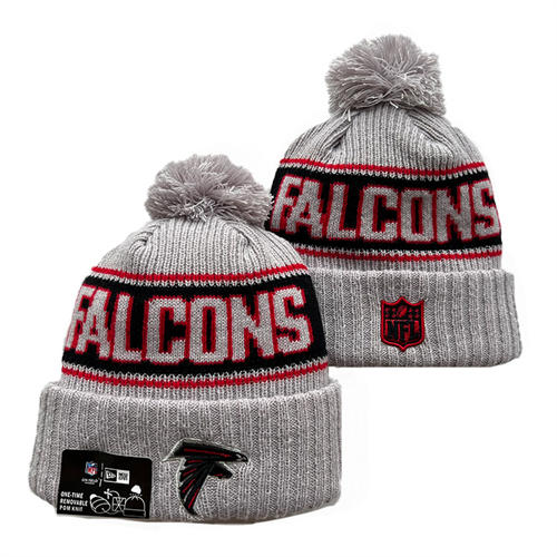 NFL Atlanta Falcons Gray Black Cuffed Pom Knit Hat YD2503212 (3)