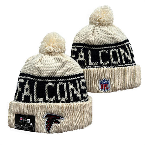 NFL Atlanta Falcons cream black Cuffed Pom Knit Hat YD2503212 (4)