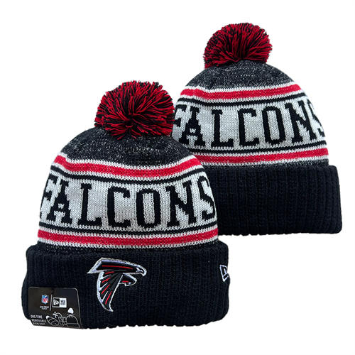 NFL Atlanta Falcons Black white with colorful Cuffed Pom Knit Hat YD2503212 (7)