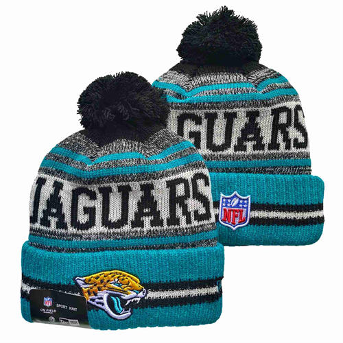 NFL Jacksonville Jaguars teal gray white black Cuffed Pom Knit Hat YD2503212 (3)