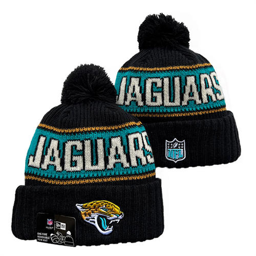 NFL Jacksonville Jaguars Black Teal White Cuffed Pom Knit Hat YD2503212 (6)