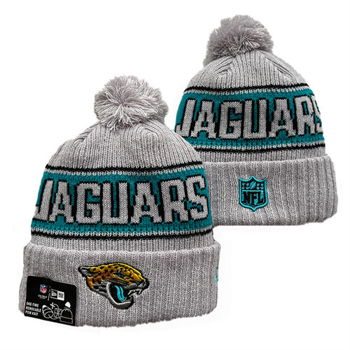 NFL Jacksonville Jaguars gray teal Cuffed Pom Knit Hat YD2503212 (4)