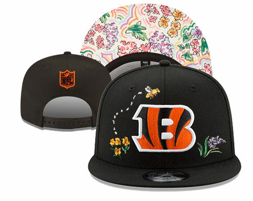 NFL Cincinnati Bengals Black Flowers Snapback Hat YD2503211 (18)