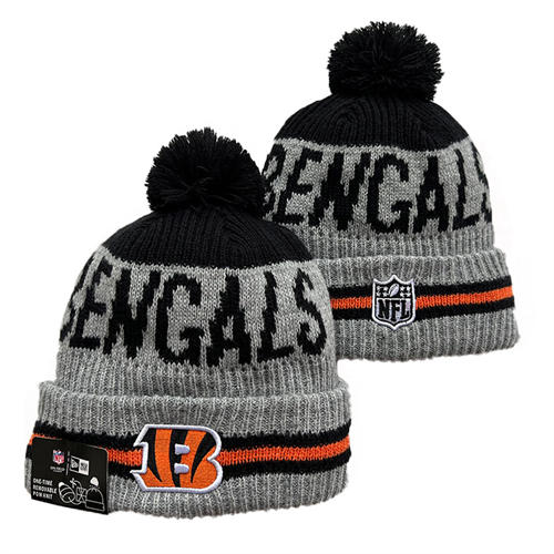 NFL Cincinnati Bengals Gray Black Cuffed Pom Knit Hat YD2503212 (3)