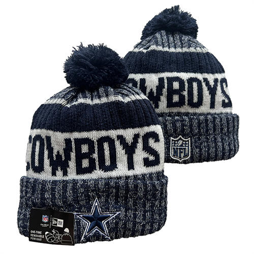 NFL Dallas Cowboys navy white Cuffed Pom Knit Hat YD2503212 (23)