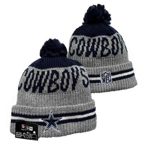 NFL Dallas Cowboys gray navy classics Cuffed Pom Knit Hat YD2503212 (22)