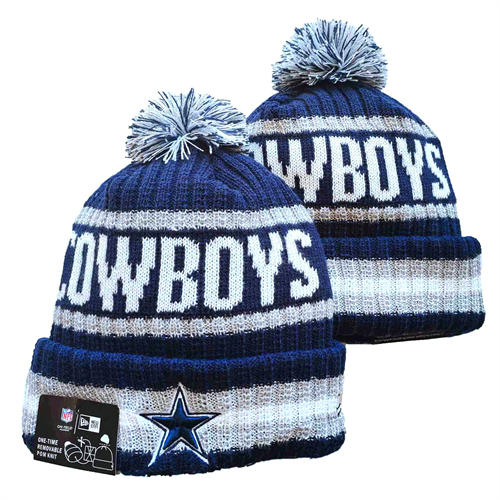 NFL Dallas Cowboys navy white gray with colorful Cuffed Pom Knit Hat YD2503212 (20)