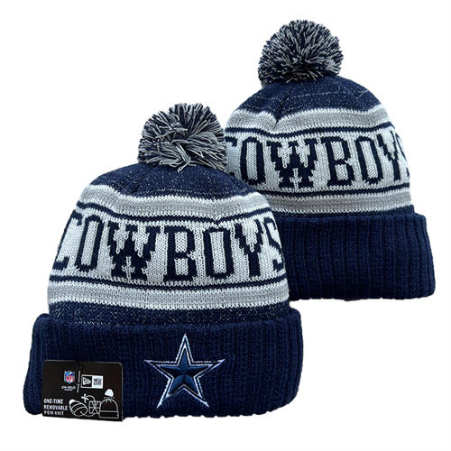 NFL Dallas Cowboys navy gray white with colorful Cuffed Pom Knit Hat YD2503212 (21)