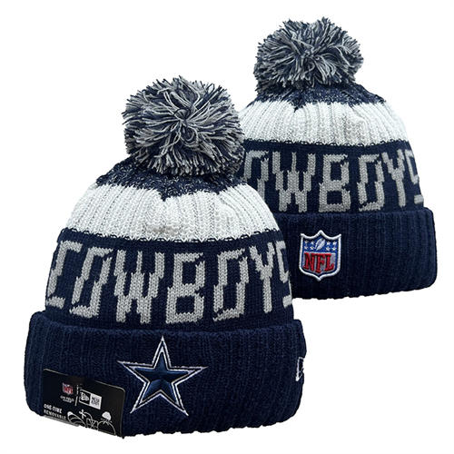 NFL Dallas Cowboys navy white with colorful Cuffed Pom Knit Hat YD2503212 (26)