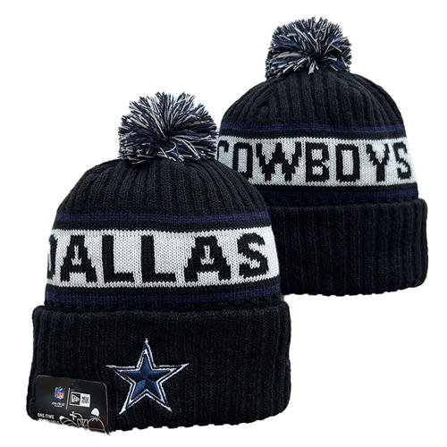 NFL Dallas Cowboys navy white Cuffed Pom Knit Hat YD2503212 (24)