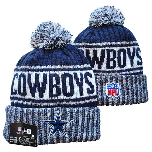 NFL Dallas Cowboys navy white Cuffed Pom embroidered Knit Hat YD2503212 (1)