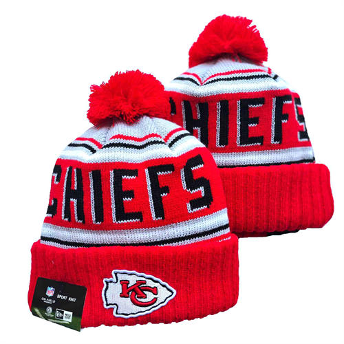 NFL Kansas City Chiefs embroidered red white black Cuffed Pom Knit Hat YD2503212 (11)