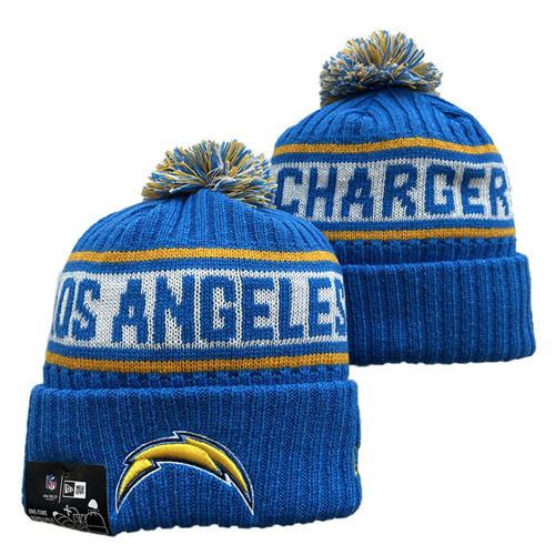 NFL Los Angeles Chargers Powder Blue white gold with colorful Cuffed Pom Knit Hat YD2503212 (1)