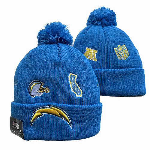 NFL Los Angeles Chargers Powder Blue 1960 Anniversary Cuffed Pom Knit Hat YD2503212 (3)