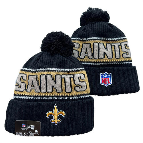 NFL New Orleans Saints black gold Cuffed Pom Knit Hat YD2503212 (9)