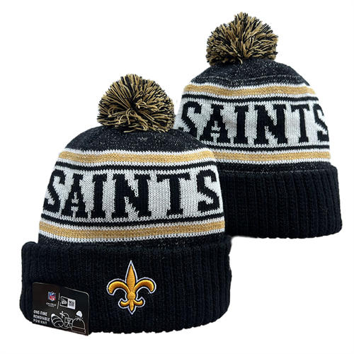 NFL New Orleans Saints black white gold  Cuffed Pom embroidered Knit Hat YD2503212 (2)