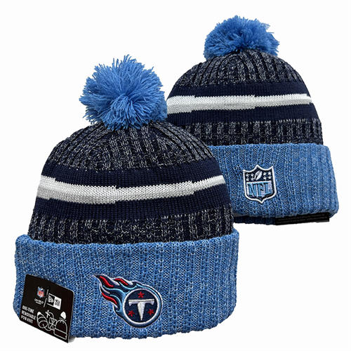 NFL Tennessee Titans blue gray navy white strip Cuffed Pom Knit Hat YD2503212 (9)