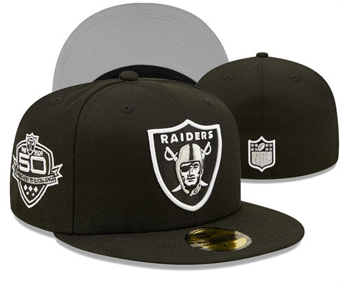 NFL Las Vegas Raiders black 50TH  Anniversary Fitted Hat YD2503211 (7)