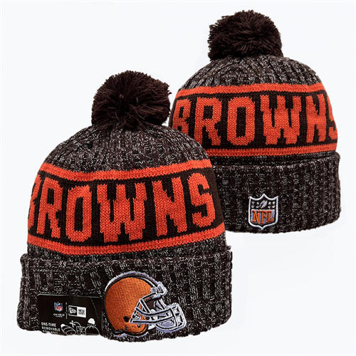 NFL Cleveland Browns Gray Orange Cuffed Pom Knit Hat YD2503212 (12)