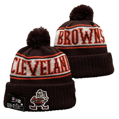 NFL Cleveland Browns Brown white Legacy True Cuffed Pom Knit Hat YD2503212 (8)