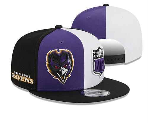NFL Baltimore Ravens Black Purple White multi-coloured Snapback Hat YD2503211 (1)