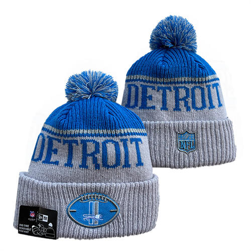 NFL Detroit Lions Gray Blue embroidered Cuffed Pom Knit Hat YD2503212 (17)