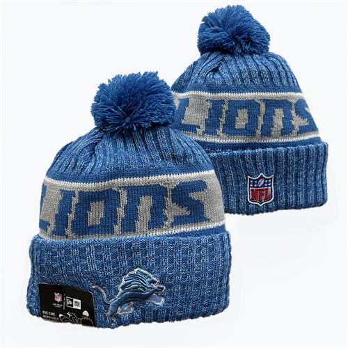 NFL Detroit Lions Blue Gray Cuffed Pom Knit Hat YD2503212 (7)
