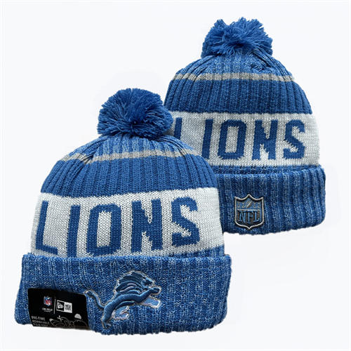 NFL Detroit Lions embroidered Blue white Cuffed Pom Knit Hat YD2503212 (10)