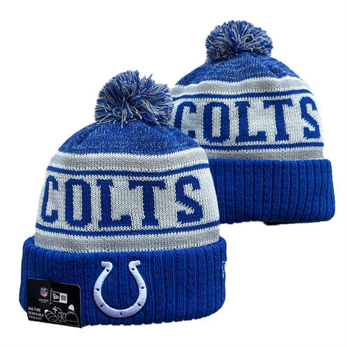 NFL Indianapolis Colts Royal Gray with colorful Cuffed Pom Knit Hat YD2503212 (6)